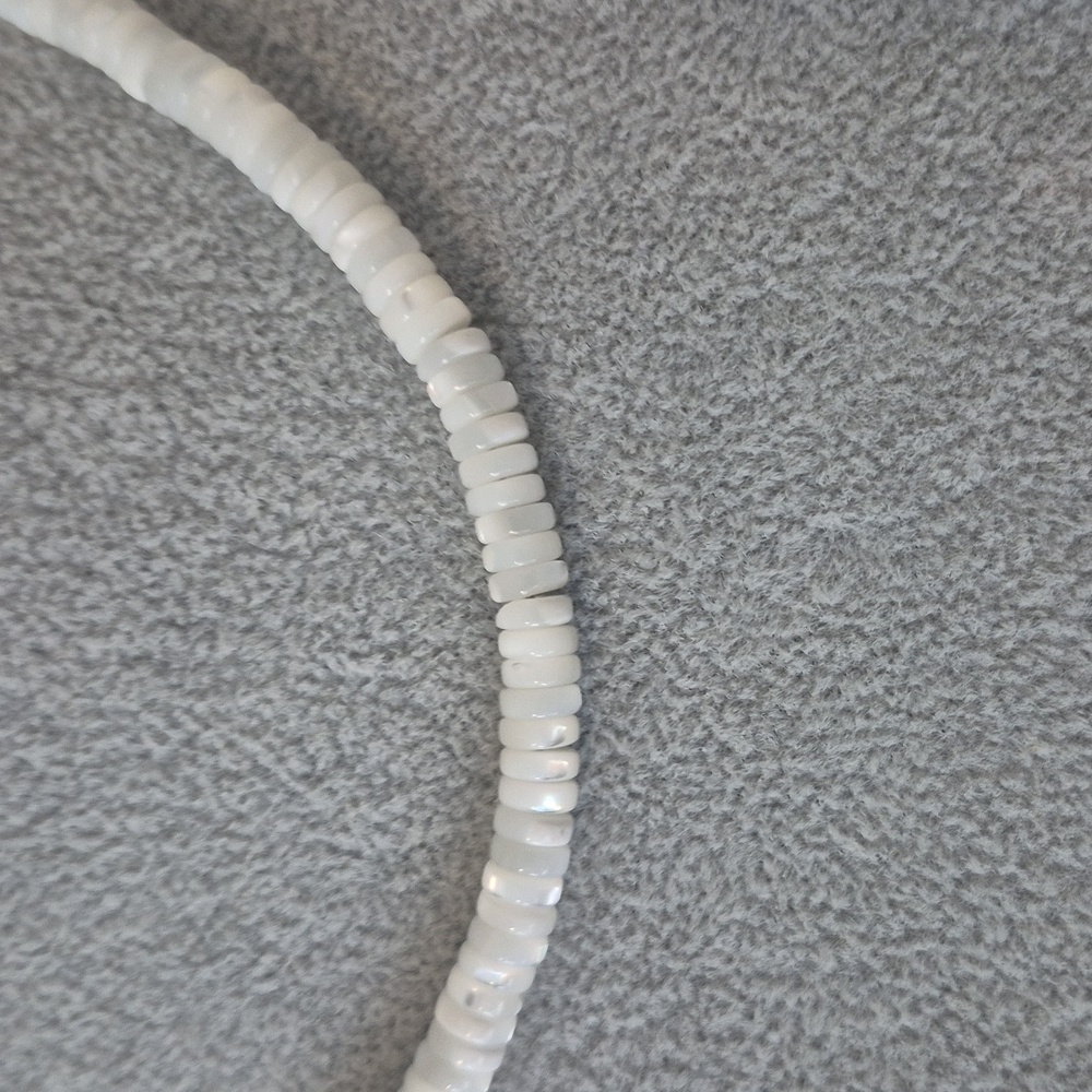 Natural Mother.of Pearl White Slices Of Pearl Rings & Pearl Coin Choker,Braclet - Picture 3 of 7